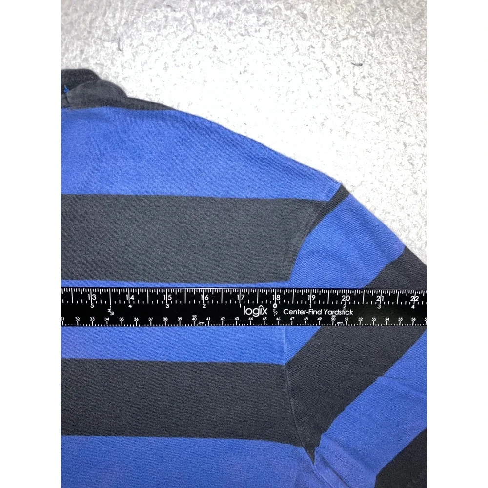 Levis T-Shirt Men XL Blue Black Striped Logo 90s Gorpcore Street Grunge Skater